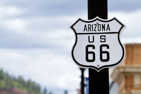 Route 66 road sign in Arizonaの写真素材