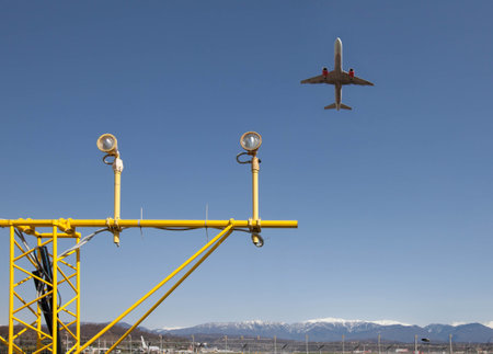 Plane takeoff Sochi airportの写真素材