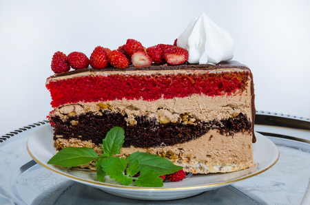 Fantastic layered cake with rosesの写真素材