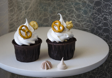Chocolate cake and other sweets with salted caramel and birdâs milkの写真素材