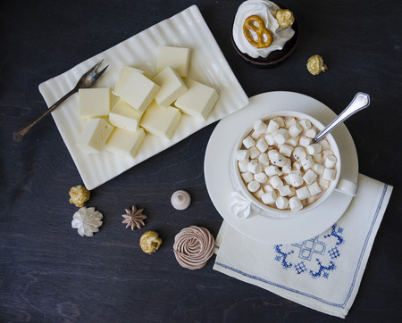 Chocolate cake and other sweets with salted caramel and birdâs milkの写真素材