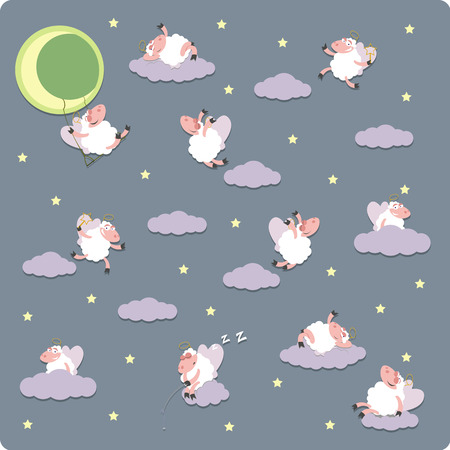 Vector illustration of Funny sheepsのイラスト素材