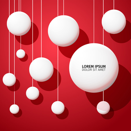 Abstract vector background with white balls on red background. のイラスト素材
