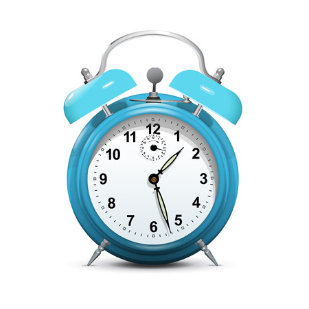 Alarm clock blue isolated on white - vector. のイラスト素材