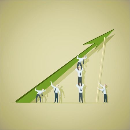 Business man trying to improve achievement graph. のイラスト素材