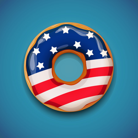 Independence day - Donut with flag of USA. EPS 10 file.のイラスト素材