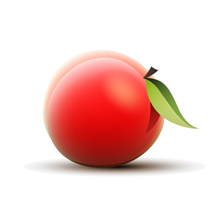 Vector cartoon isolated peach with leaf. EPS 10 fileのイラスト素材