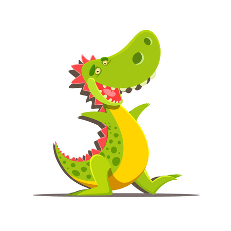 Vector illustration of happy cute cartoon dinosaur isolated on whiteのイラスト素材
