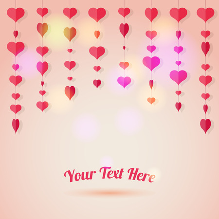 Love background with heart shapes is hanging on a thread. EPS 10 fileのイラスト素材