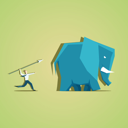 Businessman in pursuit of profit in the form of an elephant. EPS 10 fileのイラスト素材