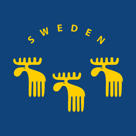 Yellow Swedish meese on blue background. EPS 10 fileのイラスト素材