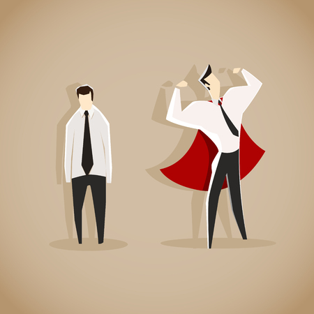 Weak and strong businessman isolated. Leadership and coaching concept.のイラスト素材