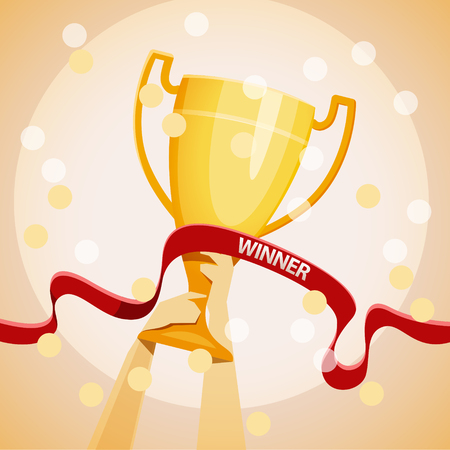 Hands holding the winner's Cupのイラスト素材