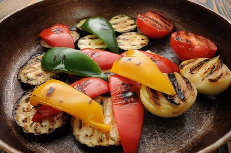 vegetables baked on the grillの写真素材