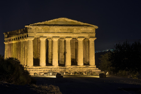 Temples in Agrigento night in Sicily - Italyの写真素材