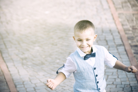 child running fun, with dress heavenlyの写真素材