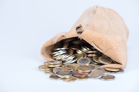 full bag of euro coinsの写真素材