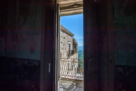 Italian city Craco in the province of matera. Ghost's city in south Italyの写真素材