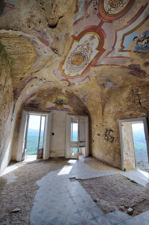 Inside of city Craco in the province of matera.Particular of inside homeのeditorial素材