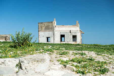 Italian city Craco in the province of matera. Ghost's city in south Italyの写真素材