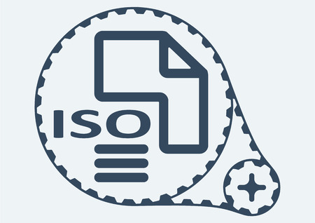 Flat Vector illustration. ISO file extension. ISO Icon Graphic. ISO  symbol. ISO  Icon Art. ISO Icon illustration. ISO  Icon Vector.のイラスト素材