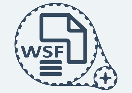 Flat Vector illustration. WSF file extension. WSF Icon Graphic. WSF  symbol. WSF  Icon Art. WSF Icon illustration. WSF  Icon Vector.のイラスト素材