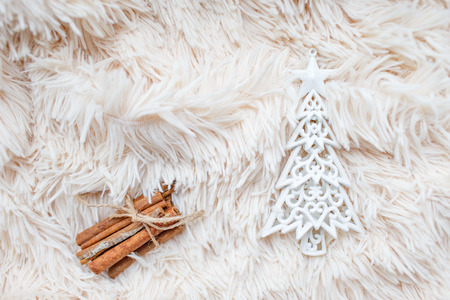 Christmas Toy Christmas tree with cinnamon sticksの写真素材