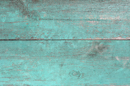 Wooden planks in the old blue paintの写真素材