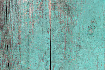 Wooden planks in the old blue paintの写真素材