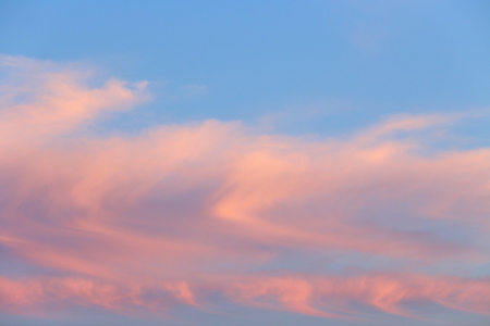 Beautiful sunset sky. Beautiful clouds on a blue sky.の写真素材