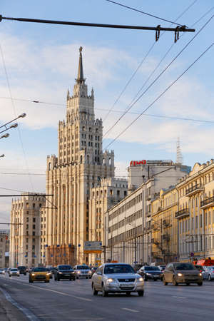 MOSCOW, RUSSIAN FEDERATION - February 18, 2015. High-rise building on Red Gate Square.のeditorial素材