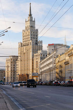MOSCOW, RUSSIAN FEDERATION - February 18, 2015. High-rise building on Red Gate Square. Architect Dmitry Chechulin.のeditorial素材