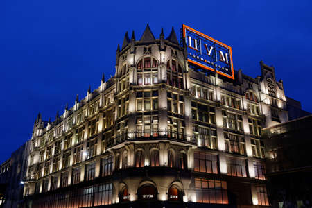 MOSCOW, RUSSIAN FEDERATION - February 18, 2015. The Central Department Store TSUM building at night.のeditorial素材