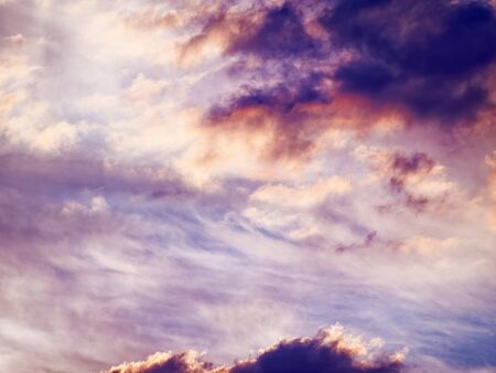Beautiful lilac sky at sunset. Very beautiful clouds at dawn.
