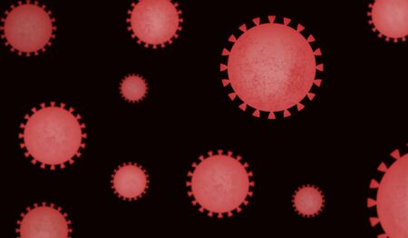 COVID-19 against a dark background. Blurred background with a virus.の写真素材