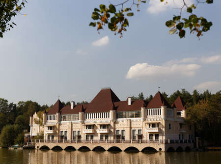 MOSCOW, RUSSIA - September 15, 2018: Yakubov Palace at VDNH Moscow. Beautiful house by the pond, at VDNH.のeditorial素材