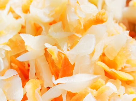 Sauerkraut close-up. Culinary abstract background. Fermented food.の写真素材
