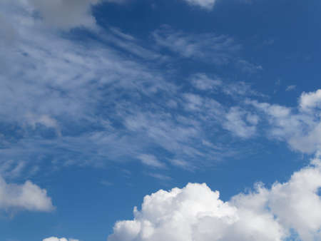 Cumulus clouds against the blue sky. Beautiful sky.の写真素材