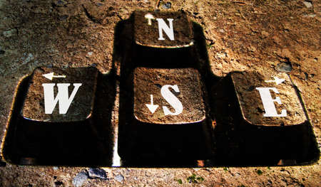Keyboard with North, South, East and West buttonsの写真素材