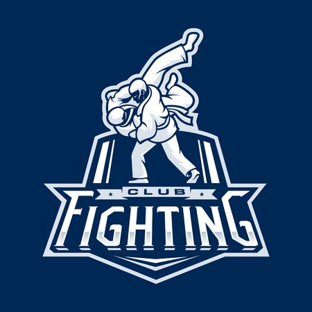 Fighting . Judo sport emblemのイラスト素材