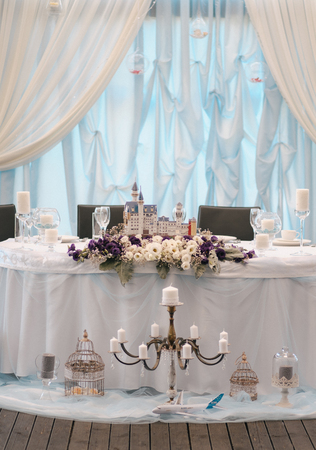Closeup shot of the wedding decoration elements  at daylightの写真素材