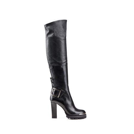 Studio shot of high female winter bootsの写真素材