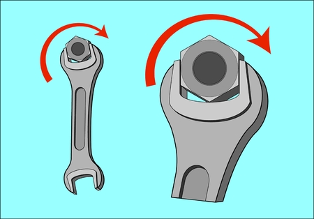 TIGHTENING THE NUT PROCESS the process of tightening the nuts with a wrenchのイラスト素材
