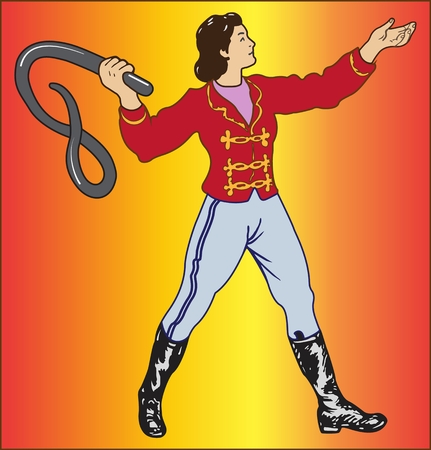 TRAINER PROFESSION color vector image of a man who trains predatory animalsのイラスト素材