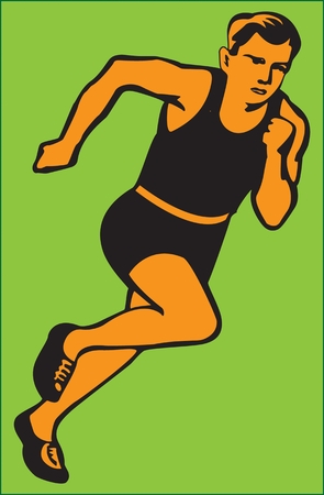 Runner colored abstract image on a green backgroundのイラスト素材