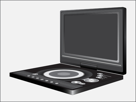 DVD player sample with light background. Electronic digital device for viewing video files, images and listening to audio files.のイラスト素材