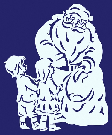 SANTA CLAUS AND CHILDRENのイラスト素材