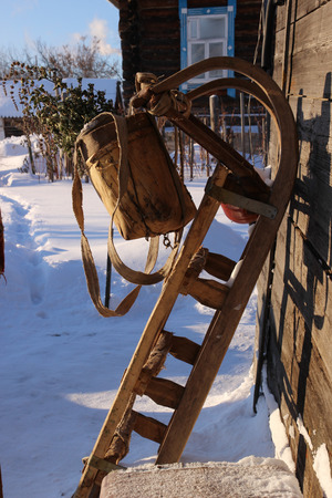 Sleigh on the snowの写真素材