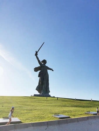 Volgograd. Russia - August 30, 2020: Sculpture Motherland calls on Mamayev Kurgan to Volgograd.のeditorial素材