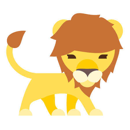 Isolated lion cartoon flat style side bodyのイラスト素材